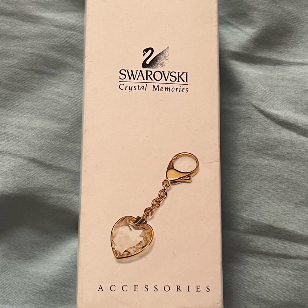 Swarovski Gold Heart Keychain Bag Charm